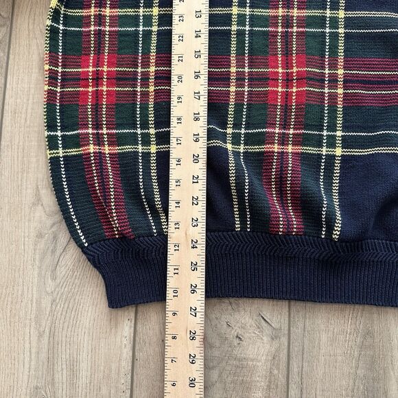 Nautica 90's Knit Sweater Mens Large Reg Plaid Mulitcolor Hoildays Pullover - Picture 3 of 6